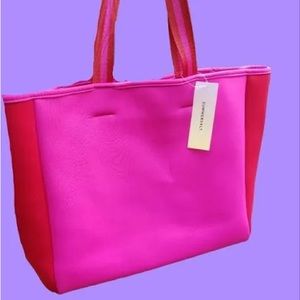 SummerSalt pink and red neoprene beach tote